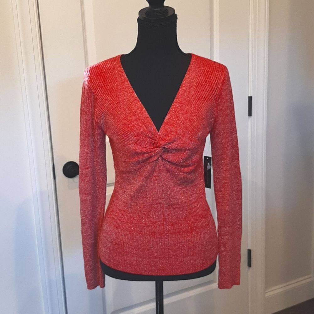 NOBO Red and Gold Twist Front Sweater